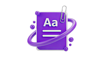 3D Document with Lettering and Clip - Digital Concept