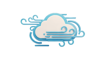 3D Cloud and Wind Illustration on White Background