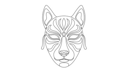 Obraz premium black and white line art dog face mask