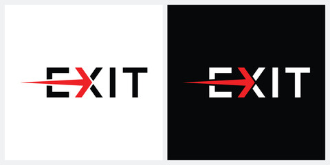 word mark text exit logo design, arrow graphic vector template