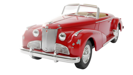 Toy car close-up isolated on PNG background.