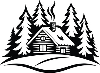 Fototapeta premium Winter Christmas Snow Scene Illustration