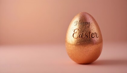  
Prompt:
Elegant Easter egg in a luxurious blend of golden, pink, and orange tones, resting softly on a clean pastel background, glossy metallic texture, warm soft lighting, premium festive feel, tex