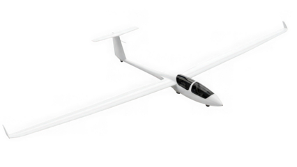 White glider airplane model isolated on transparent background