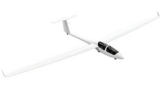 White glider airplane model isolated on transparent background