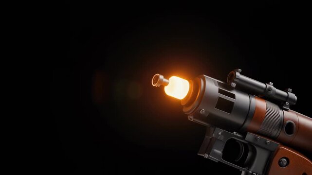 Muzzle Flash Machine Gun Rapid Fire Bursts Orange Light Isolated