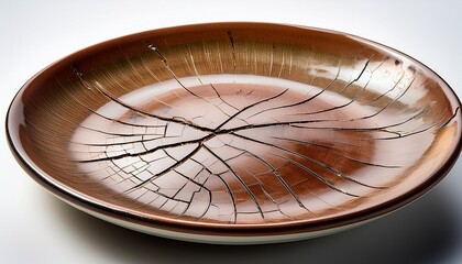 Close Up Of A Cracked Ceramic Plate With A Distressed Textured Surface Isolated On Transparent Background
