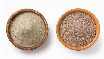 Whole Bajra Grains With Bajra Powder Overhead Side By Side On Transparent Background