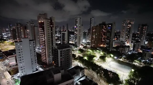 Night cityscape of Joao Pessoa, Paraiba, Brazil