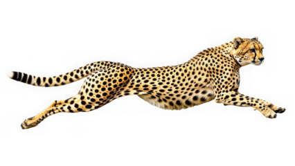 Cheetah running on transparent background isolated on transparent background
