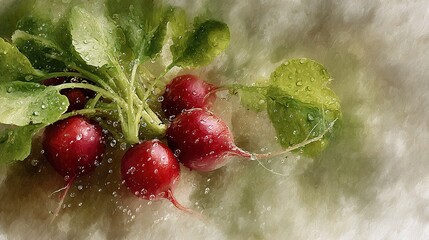  Green Leaves & Water Droplets on White