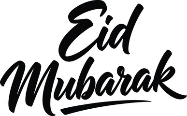 Obraz premium Eid Mubarak Brush Lettering Calligraphy Greeting Card Design for Islamic Festival Celebration