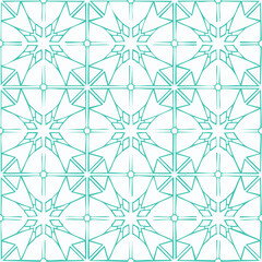 Geometric Islamic Pattern Featuring Starburst Motifs and Hanging Lanterns in Teal and White