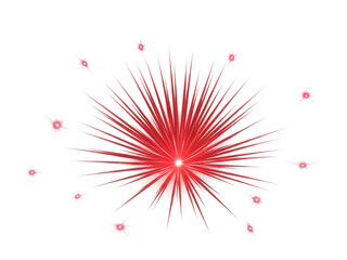 Vibrant red firework explosion isolated on transparent background