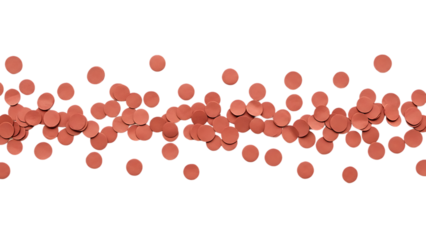Microscopic view of numerous red blood cells isolated on transparent background