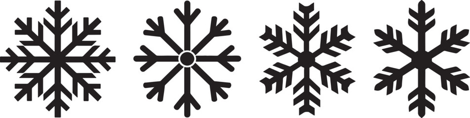 Obraz premium Snowflake Vector Icon Set Winter Frost Snow Ice Crystal Silhouette Collection