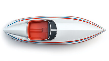 A white and red boat with a red seat