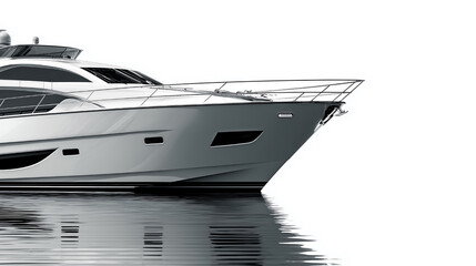 A boat is in the water with a white background