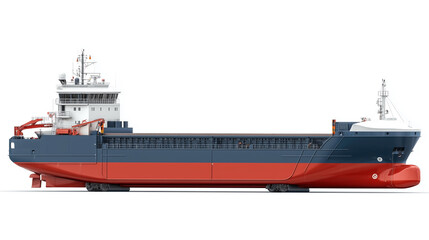 A large blue and red ship