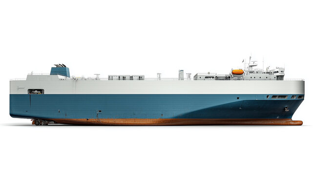 A large blue and white ship