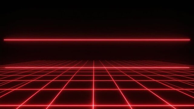 Red Laser Tripwire Grid Security Beams Horizontal Isolated on Black