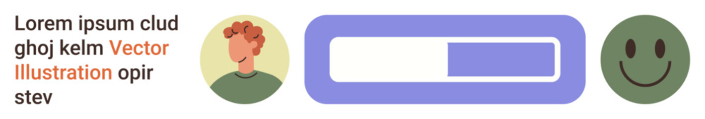 Obraz premium Digital interfaces, user feedback, mood tracking, online forms, progress tracking, positive experiences. happy face, person icon and loading bar. User feedback and mood tracking concept