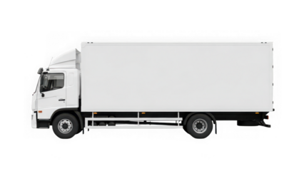 White delivery truck on isolated transparent background