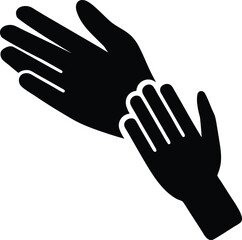Fototapeta premium Helping hand icon silhouette vector art illustration and minimal black and white design
