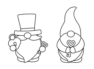 Valentine's Day Gnome Outline, Coloring Pages and Templates Set.
perfect for Valentine&rsquo;s Day worksheets, printables, crafts, greeting cards, and educational use. 