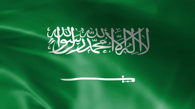 Waving flag of Saudi Arabia with Shahada inscription and sword national symbol for patriotic use isolated
