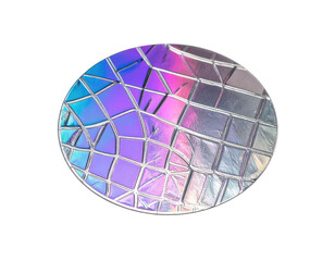 Circular Holographic Surface with Iridescent Mosaic Pattern on Black Background