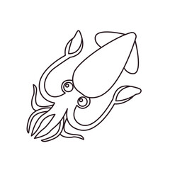 Fototapeta premium squid octopus marine life animal seafood sea ocean red tentacles emoji symbol sign icon vector illustration isolated flat