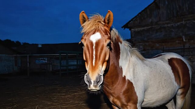 indian pinto pony animal at night video