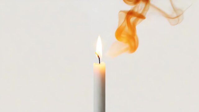 A candle burning in total darkness, cinematic contrast between flame glow and deep shadows 