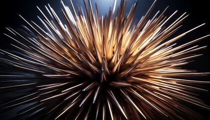 Naklejka premium Abstract Spherical Burst Of Metallic Spikes