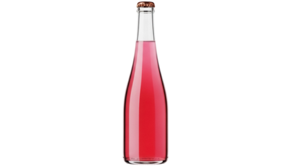 Elegant pink sparkling wine bottle isolated PNG on transparent background, celebratory drink for special occasions and festive events