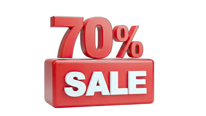 3D 70% Sale Discount Promotion Sign on transparent background