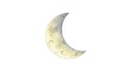 Watercolor crescent moon on transparent background isolated