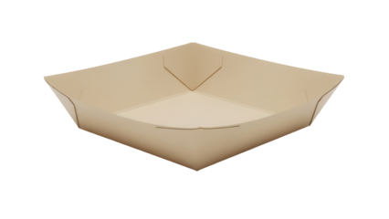 Kraft paper food tray isolated PNG on transparent background, disposable container for fast food and takeout