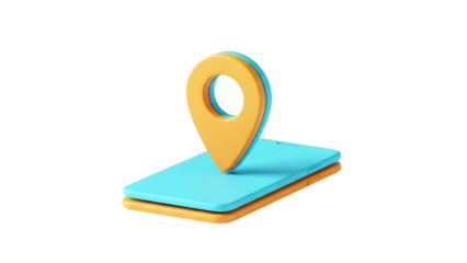 3D Geolocation Pin on Smartphone on transparent background