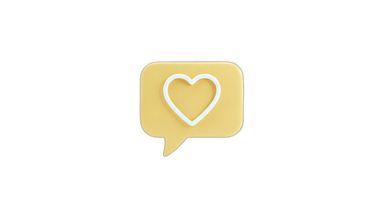 3D Heart inside speech bubble icon on transparent background