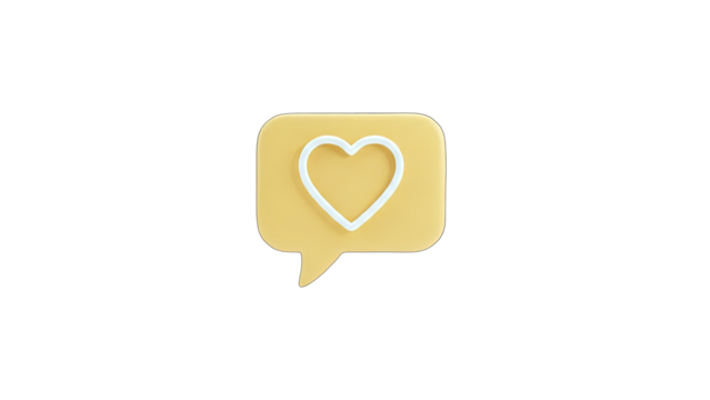 3D Heart inside speech bubble icon on transparent background - Powered by Adobe