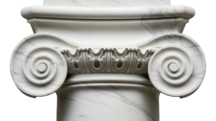 Ionic capital isolated PNG on transparent background, architectural element with volutes and egg-and-dart ornament for building design and decoration