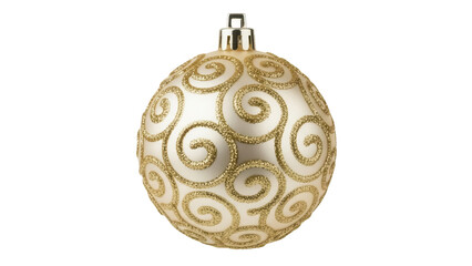 Elegant gold swirl Christmas bauble PNG isolated on transparent background, festive holiday ornament for seasonal decoration