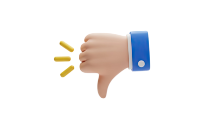 3D Thumb Down Icon on transparent background