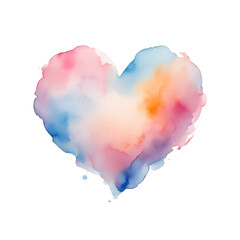 Watercolor Heart-Shaped Cloud in Soft Pastel Sky