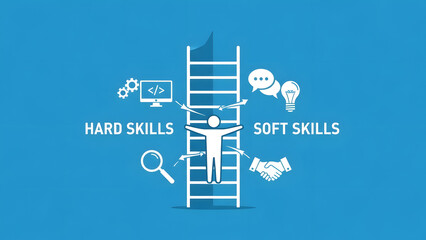 Professional growth ladder: Hard and soft skills concept