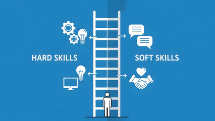 Professional growth ladder: Hard and soft skills concept