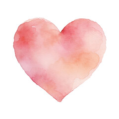 Watercolor Pink Heart Illustration on White Background