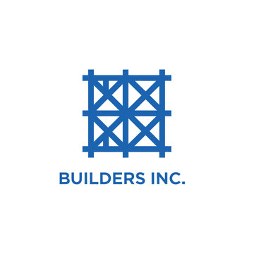 Minimalist blue scaffolding structure logo for builders and construction company